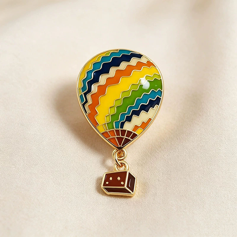 Embroidery Bali - Hot Air Balloon Shaped Metal Brooch