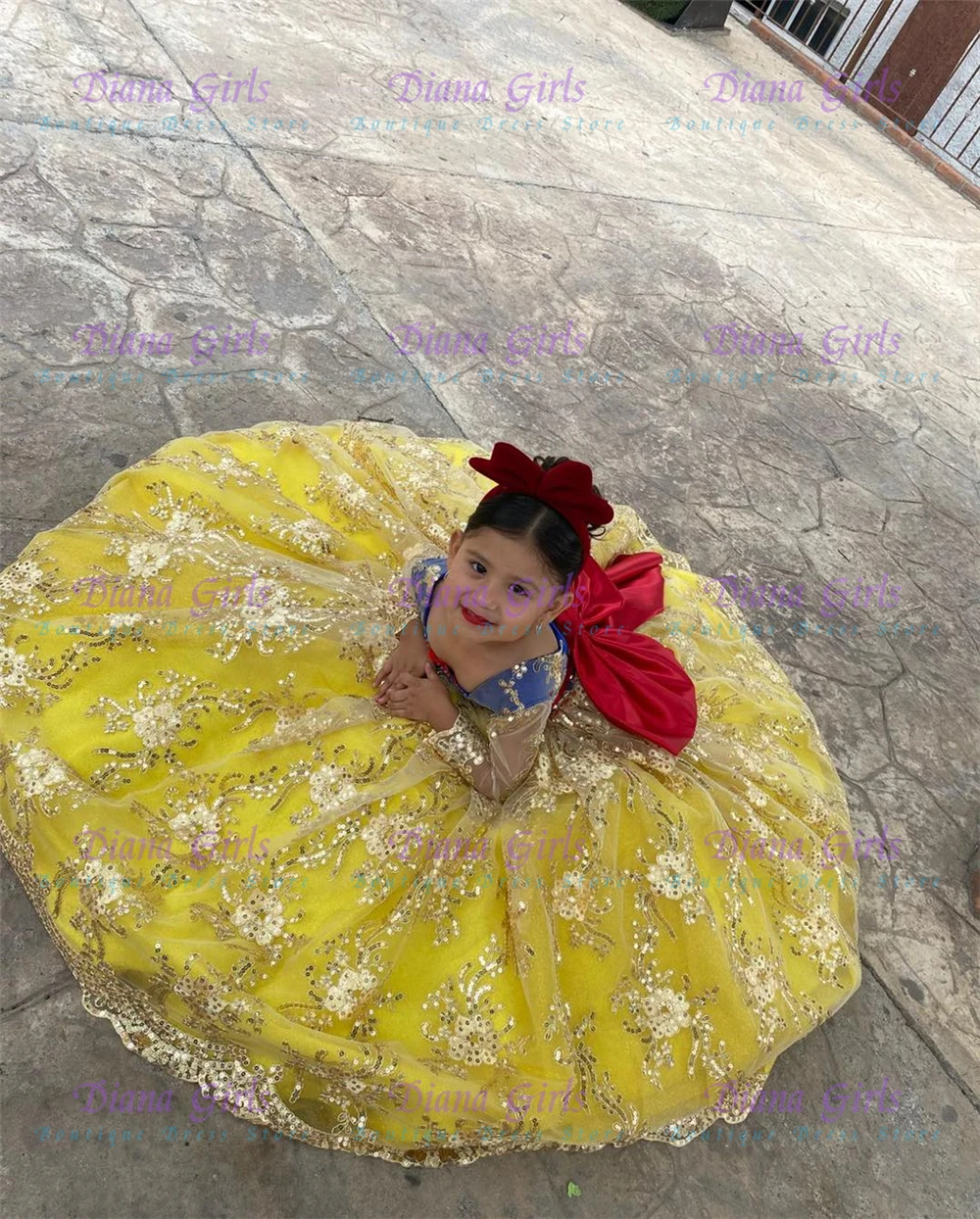 Embroidery Yellow Dress - Quality Lovely Yellow Tulle Fluffy Applique