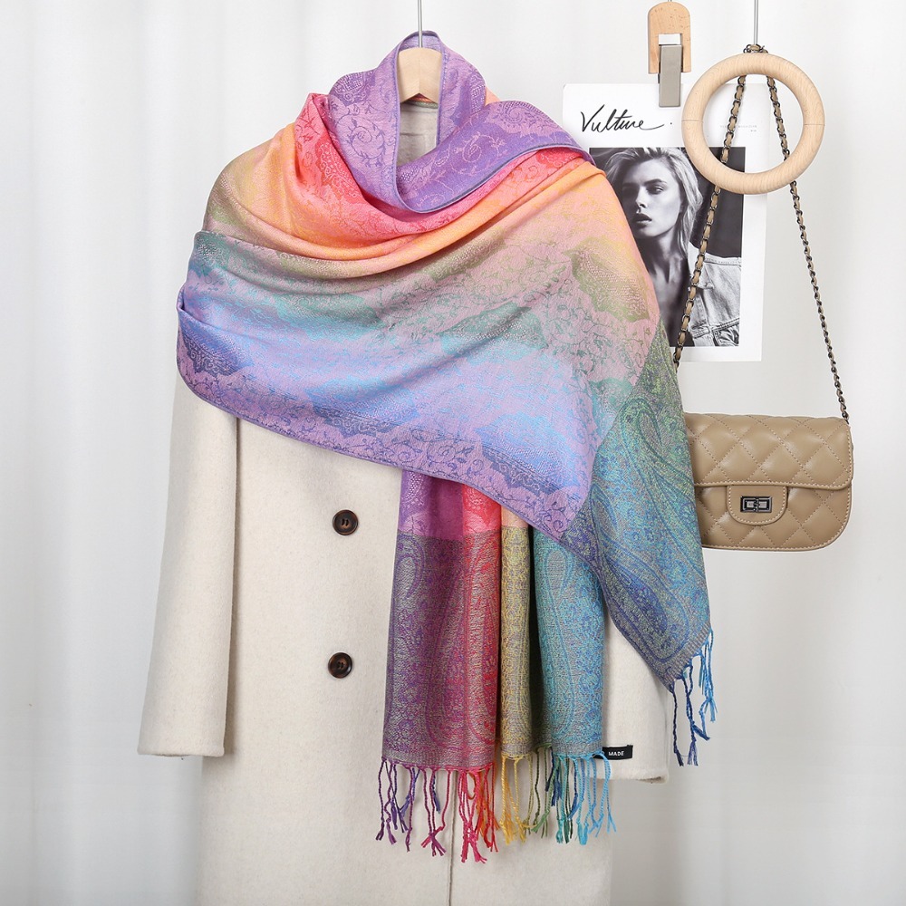 Embroidery Rose - Retro Rose Embroidery printing Hijab Scarf