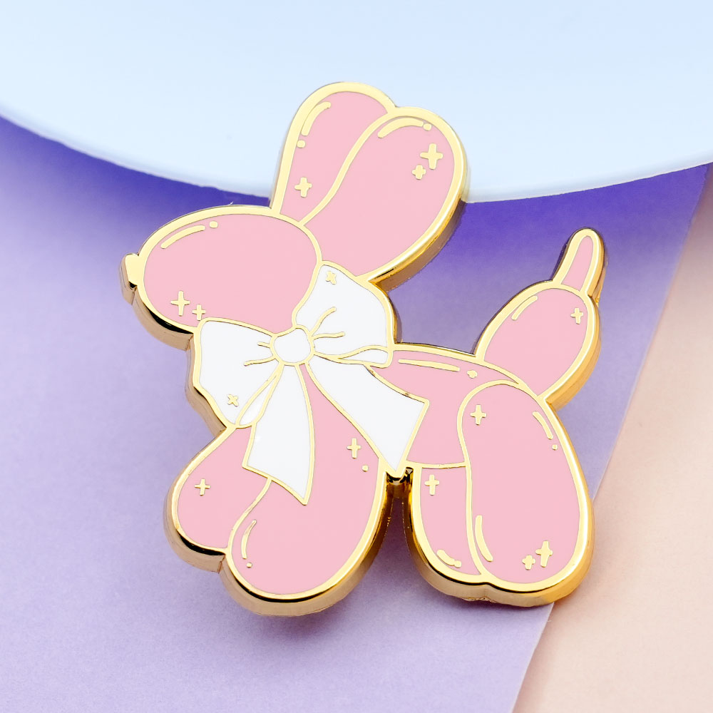 Embroidery Bali - Pink Balloon Dog Enamel Pin Cute