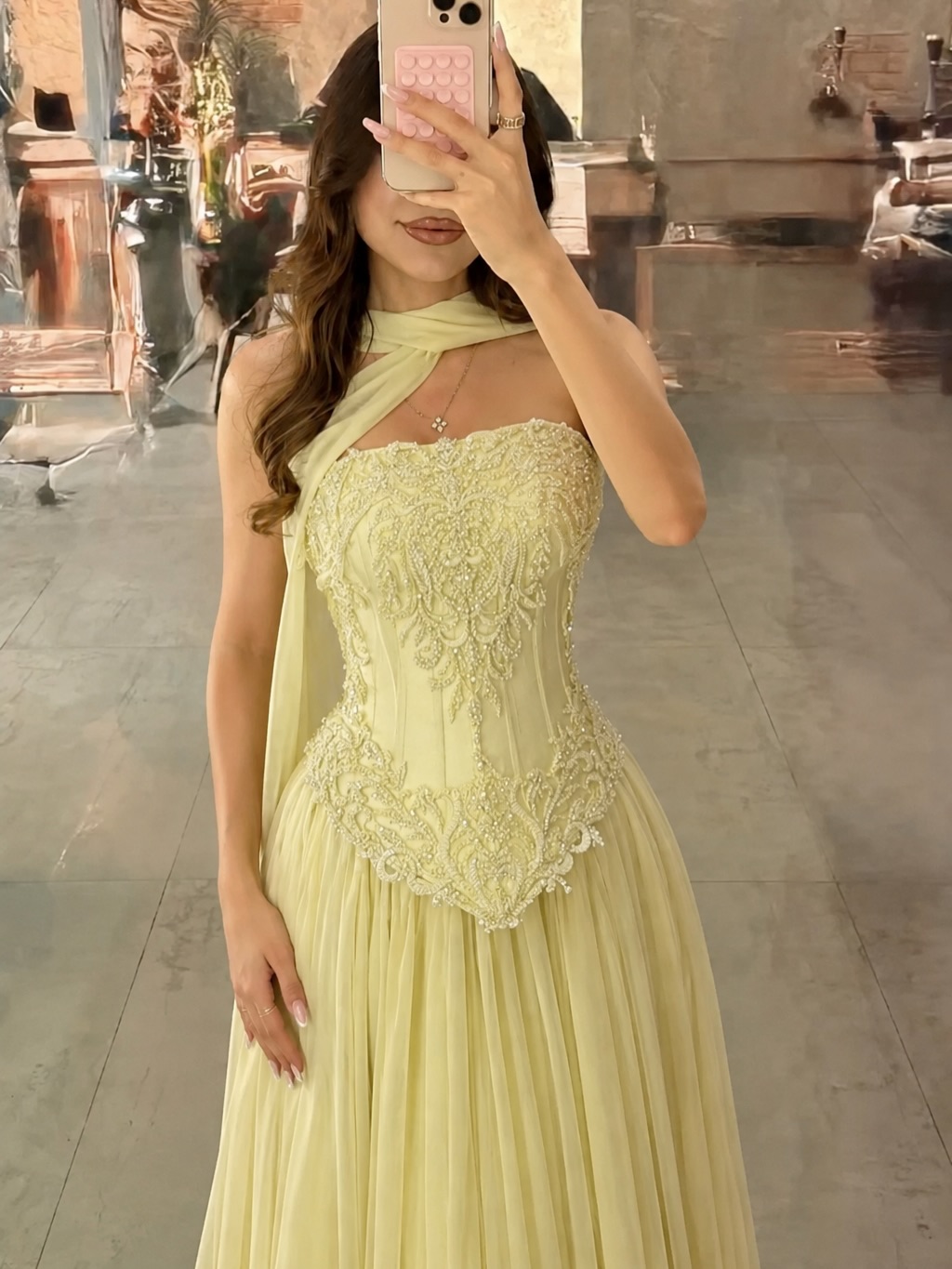 Customized Sexy Yellow Lace Co - Embroidery Yellow Dress review and price