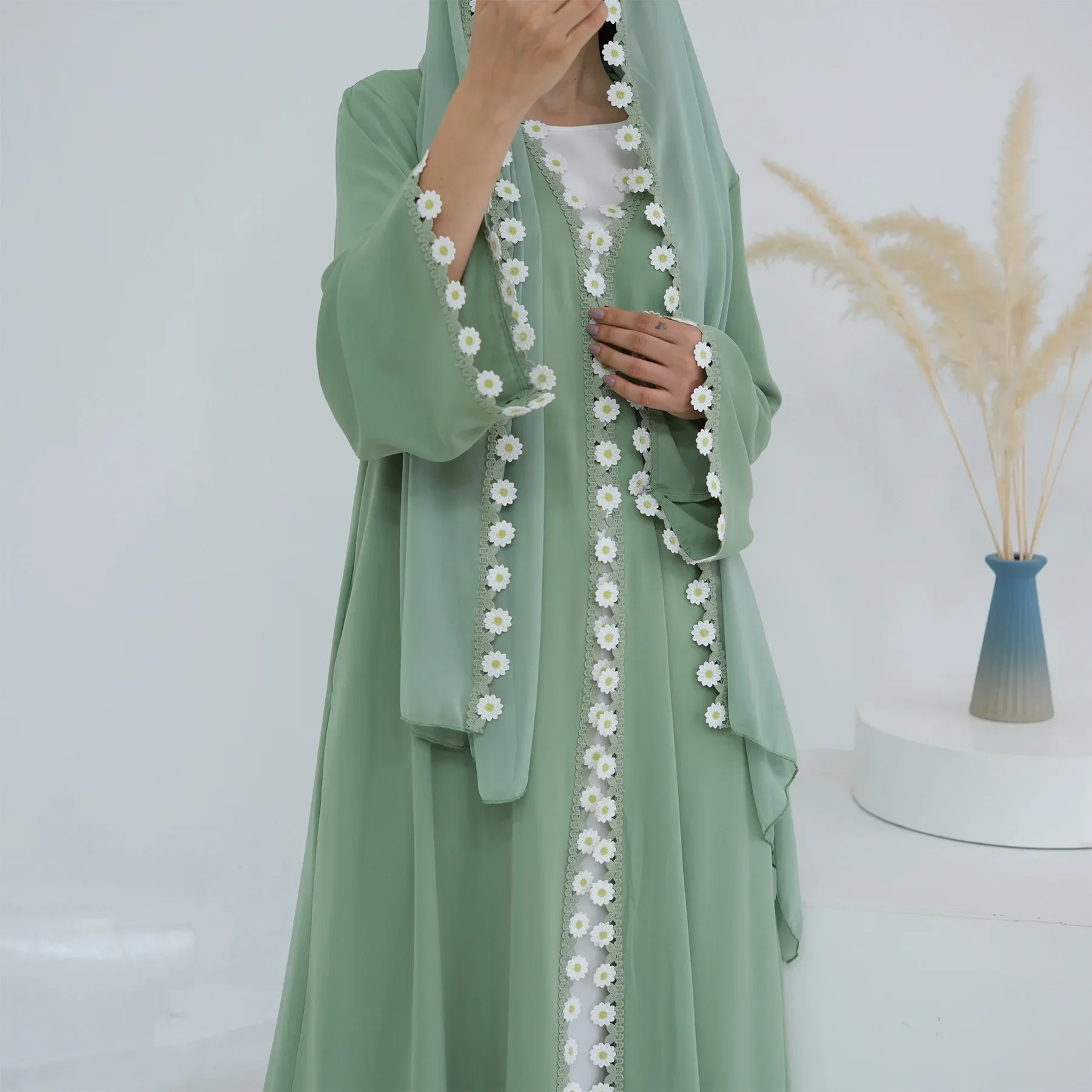 Flower Dubai Abayas Turkey Kaf - Embroidery Kebaya review and price