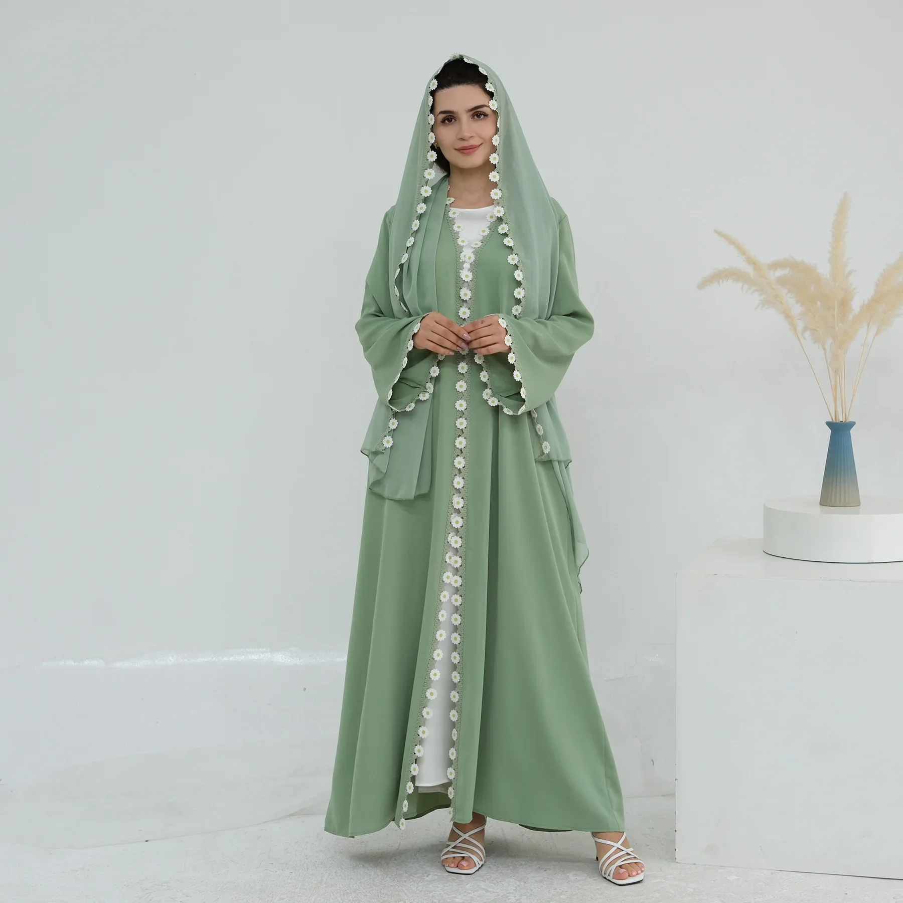 Flower Dubai Abayas Turkey Kaf - Embroidery Kebaya review and price