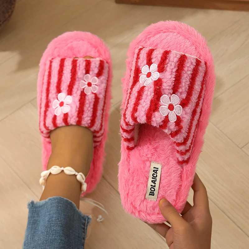 Flower Embroidery Stripe Plush - Embroidery Garments review and price
