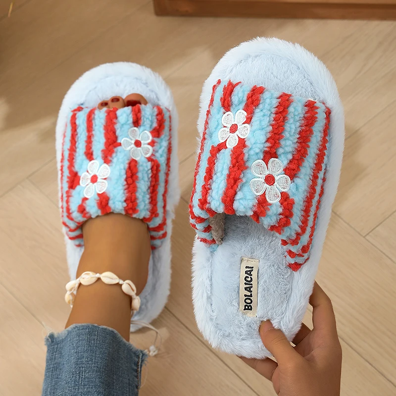 Flower Embroidery Stripe Plush - Embroidery Garments review and price