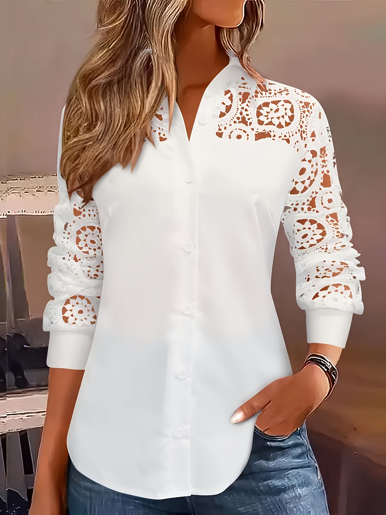 Temperament Loose Woman Shirt  - Embroidery Online review and price