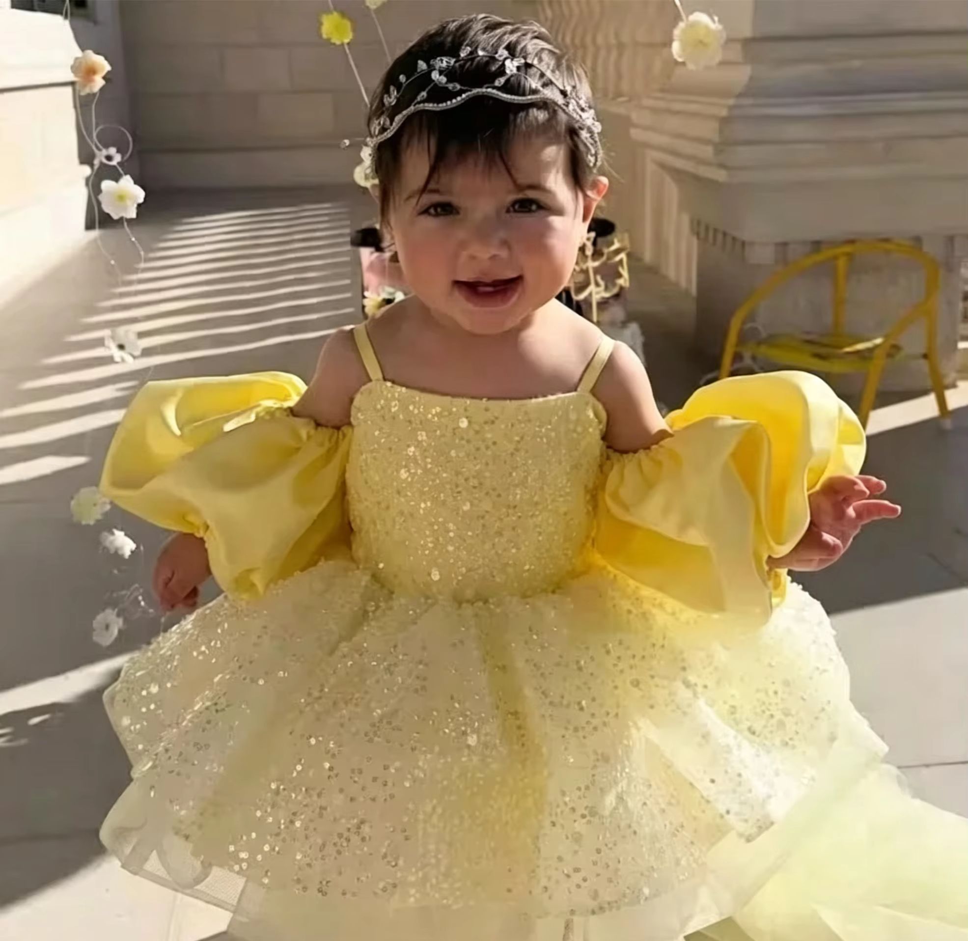 Cute Yellow Flower Girl Dresse - Embroidery Yellow Dress review and price