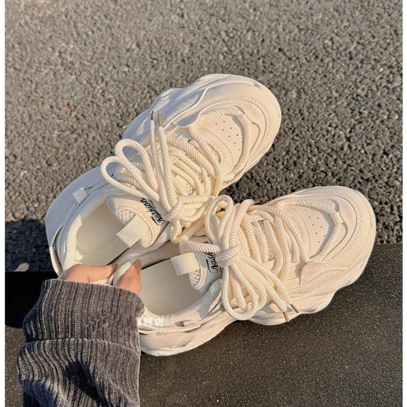 Women Beige Platform Dad Sneak - Embroidery Garments review and price