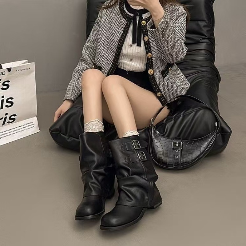Women Black Slouchy Mid Calf B - Embroidery Garments review and price