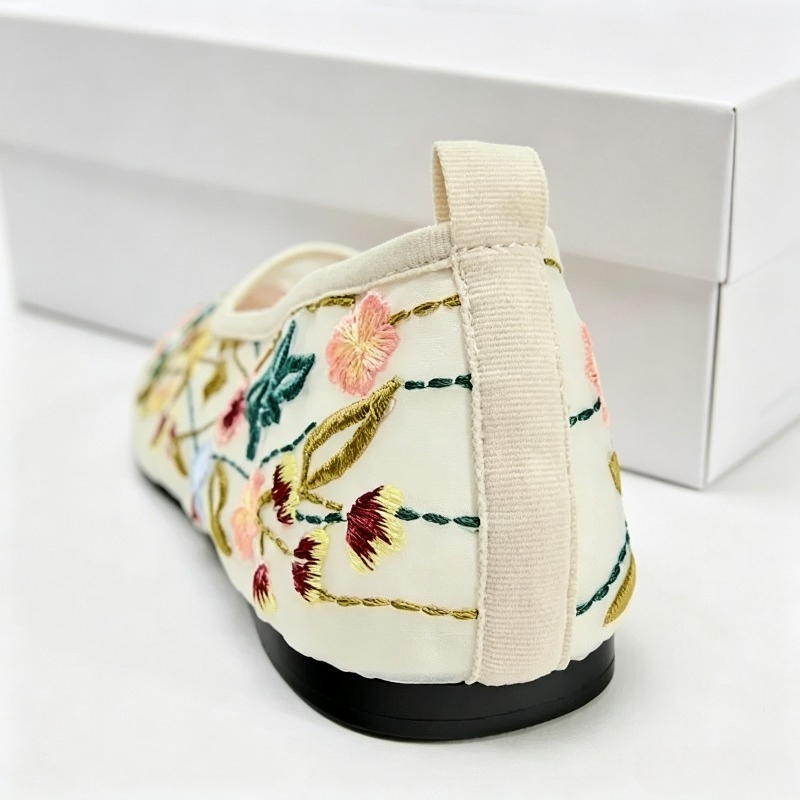 Round Toe Mesh Ballet Flats Sh - Embroidery Meaning review and price