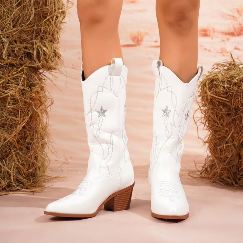 Women's Boots Mid-Calf Pointed - Embroidery Online review and price