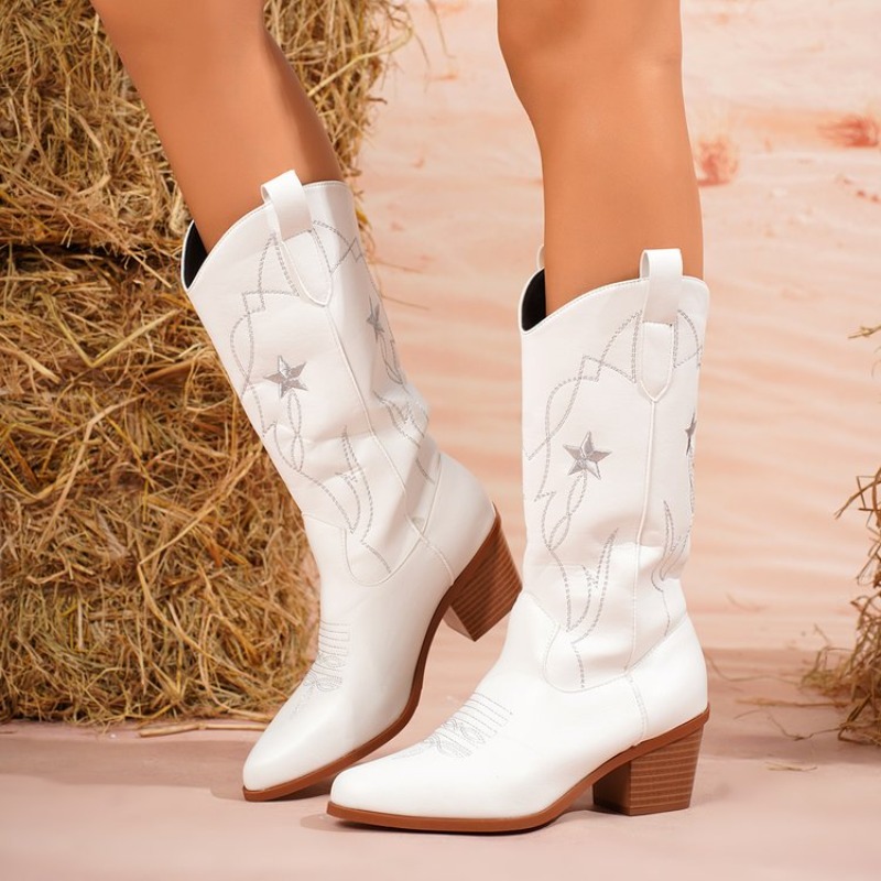 Women's Boots Mid-Calf Pointed - Embroidery Online review and price
