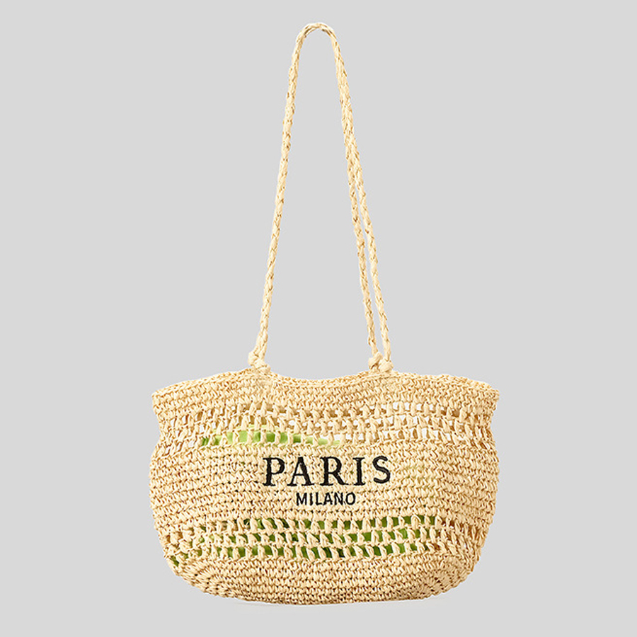 Casual Hollow Straw Tote Bag L - Embroidery Bali review and price