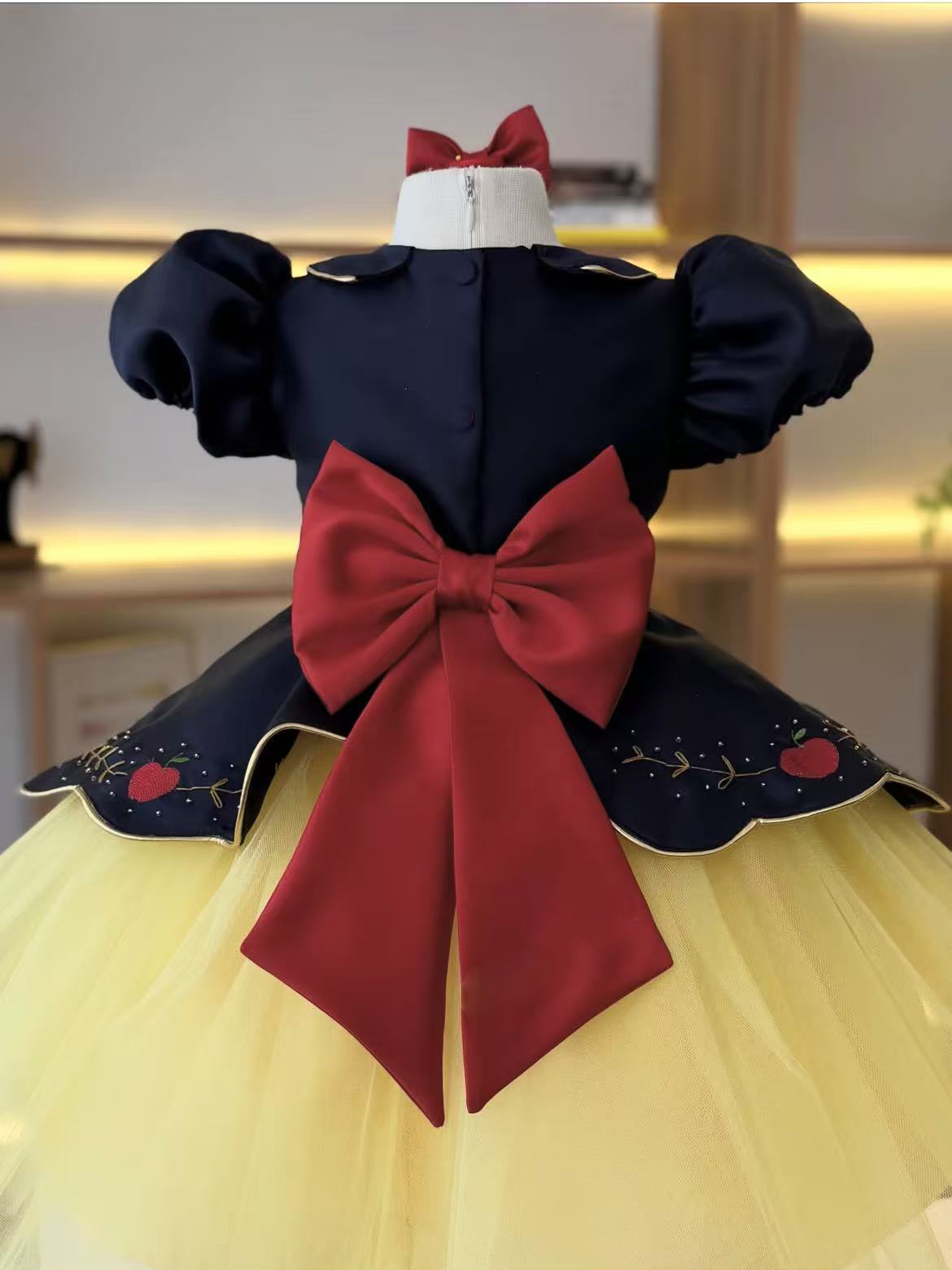 Summer Baby Girl Crown Apple E - Embroidery Yellow Dress review and price