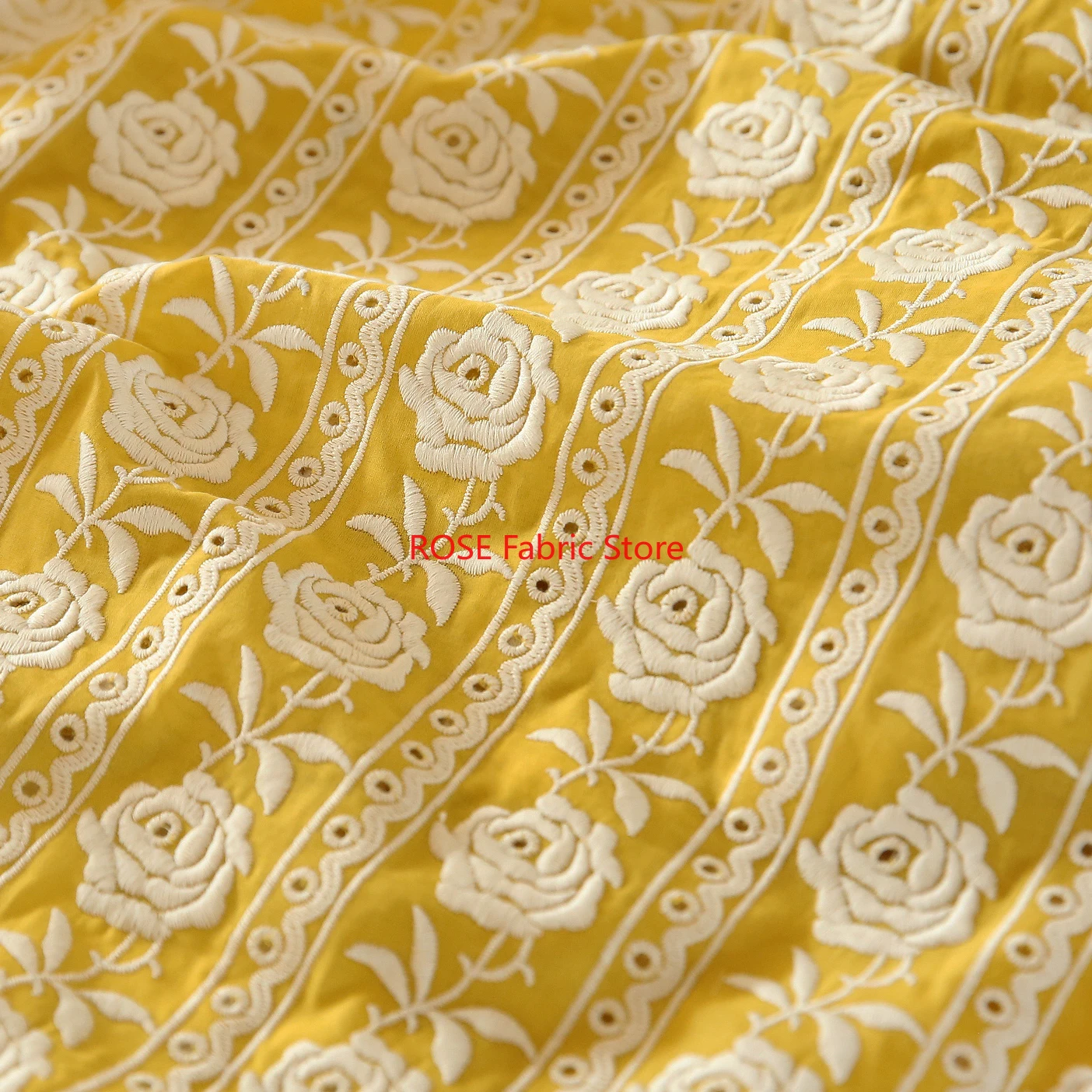 French Cotton Yellow Rose Heav - Embroidery Yellow Dress review and price