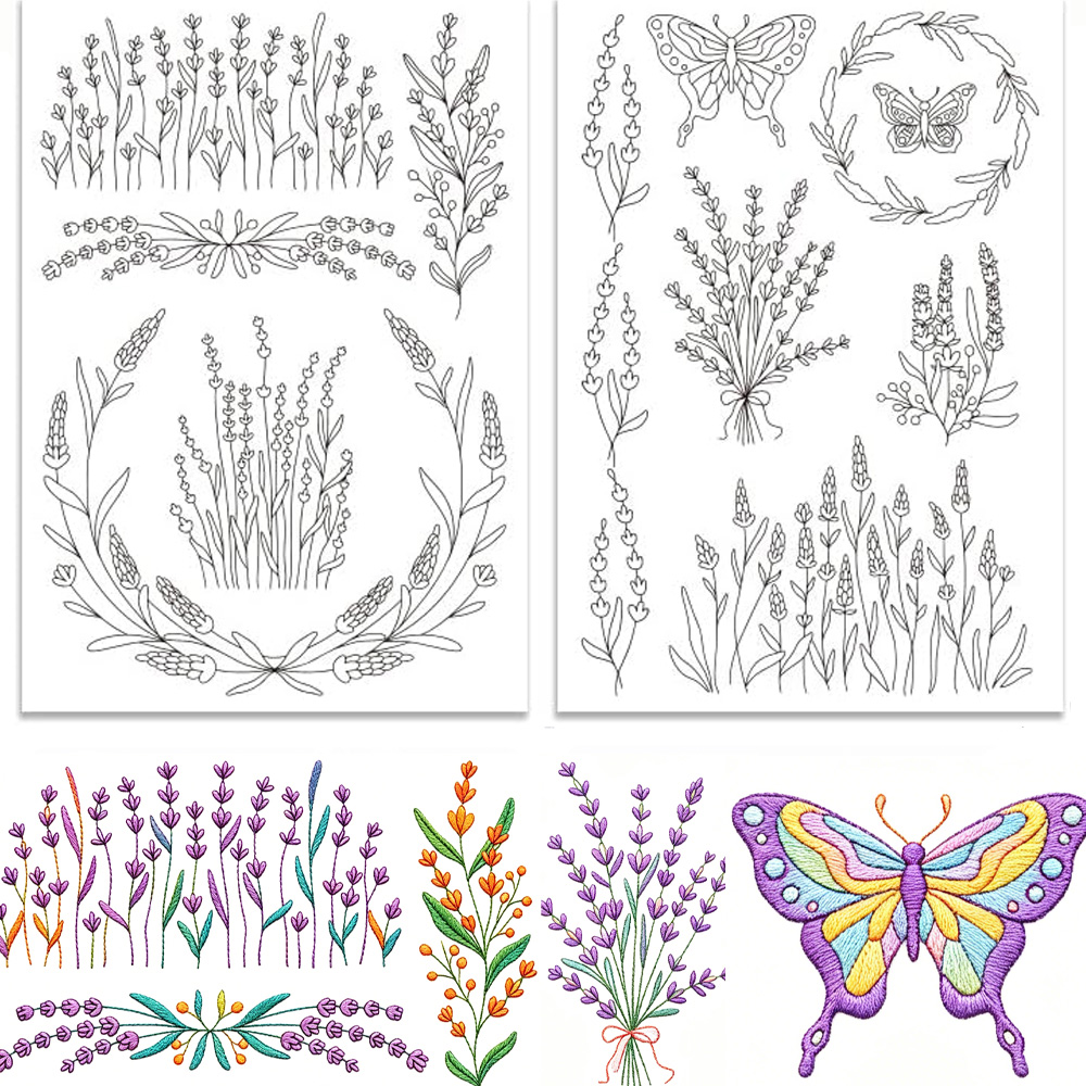 Lavender Flower Butterfly Wate - Embroidery Meaning review and price