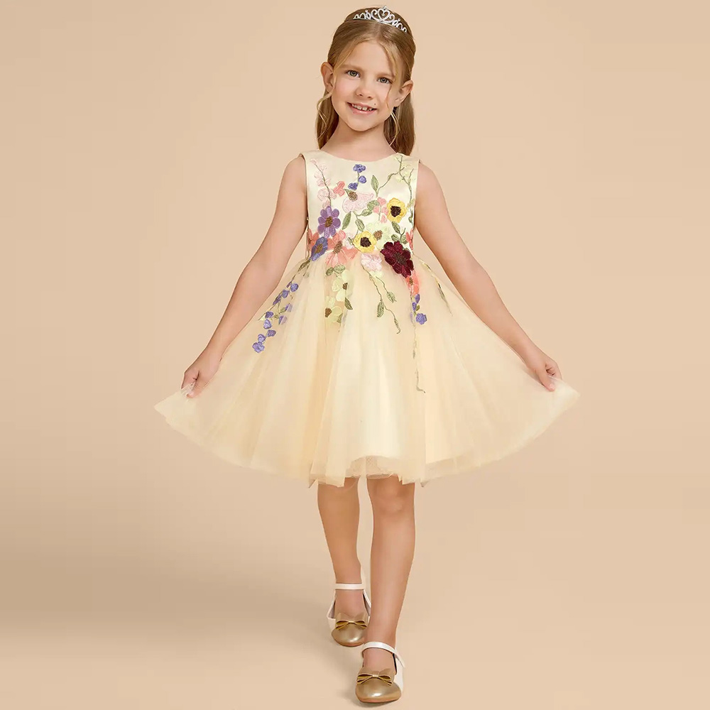 Customized Yellow Tulle Flower - Embroidery Yellow Dress review and price