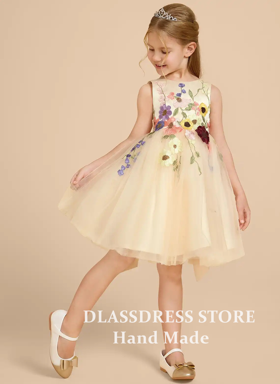 Customized Yellow Tulle Flower - Embroidery Yellow Dress review and price