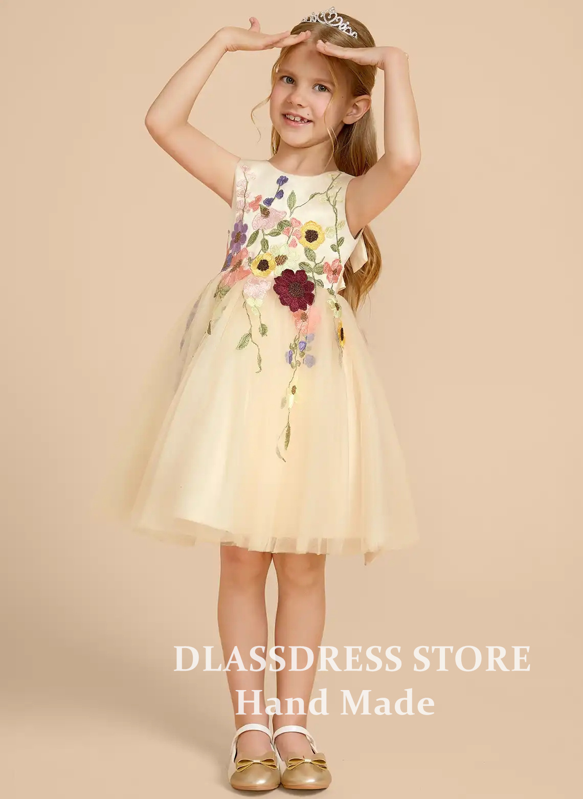 Customized Yellow Tulle Flower - Embroidery Yellow Dress review and price