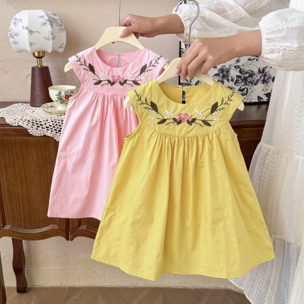 2-7-year-old Korean Version Su - Embroidery Yellow Dress review and price