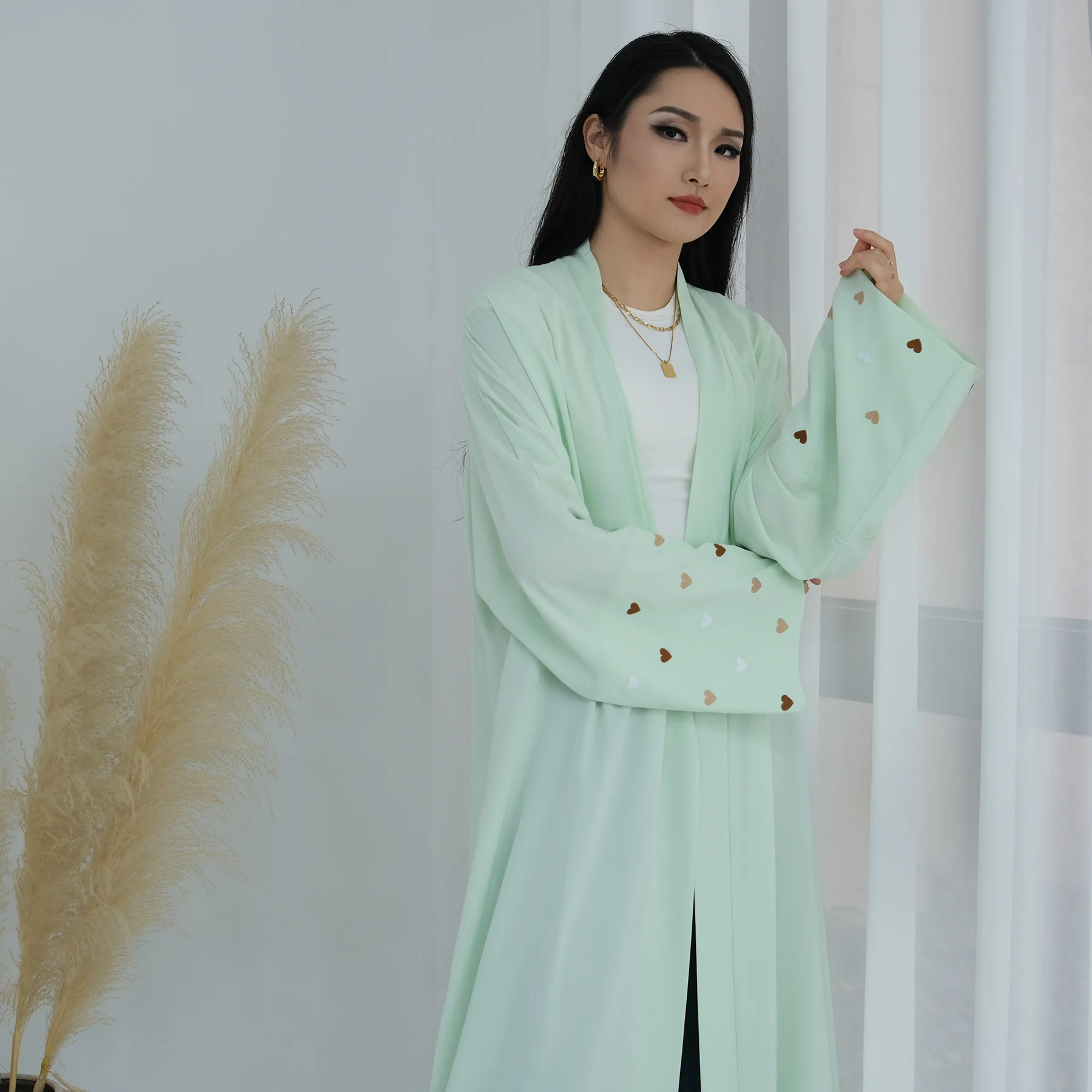 Eid Heart Embroidery Long Robe - Embroidery Kebaya review and price