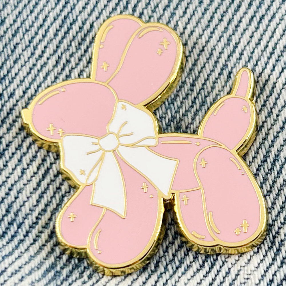 Pink Balloon Dog Enamel Pin Cu - Embroidery Bali review and price
