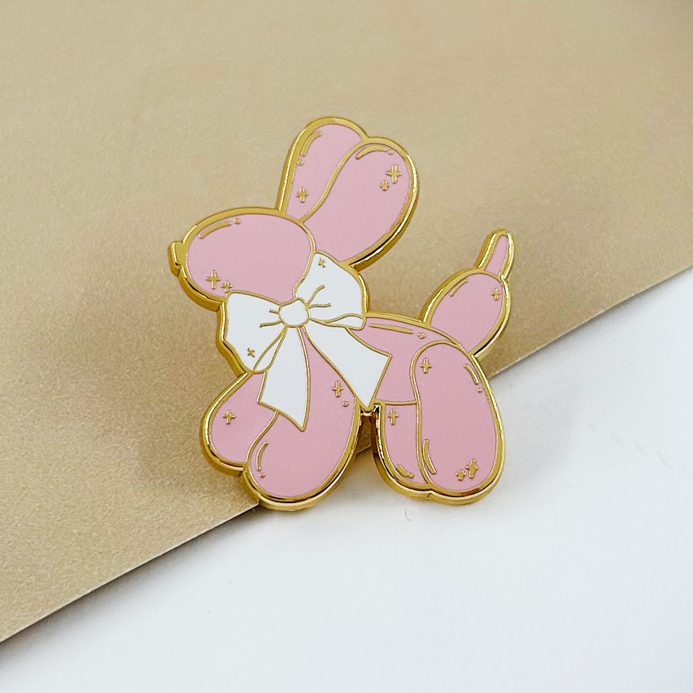 Pink Balloon Dog Enamel Pin Cu - Embroidery Bali review and price